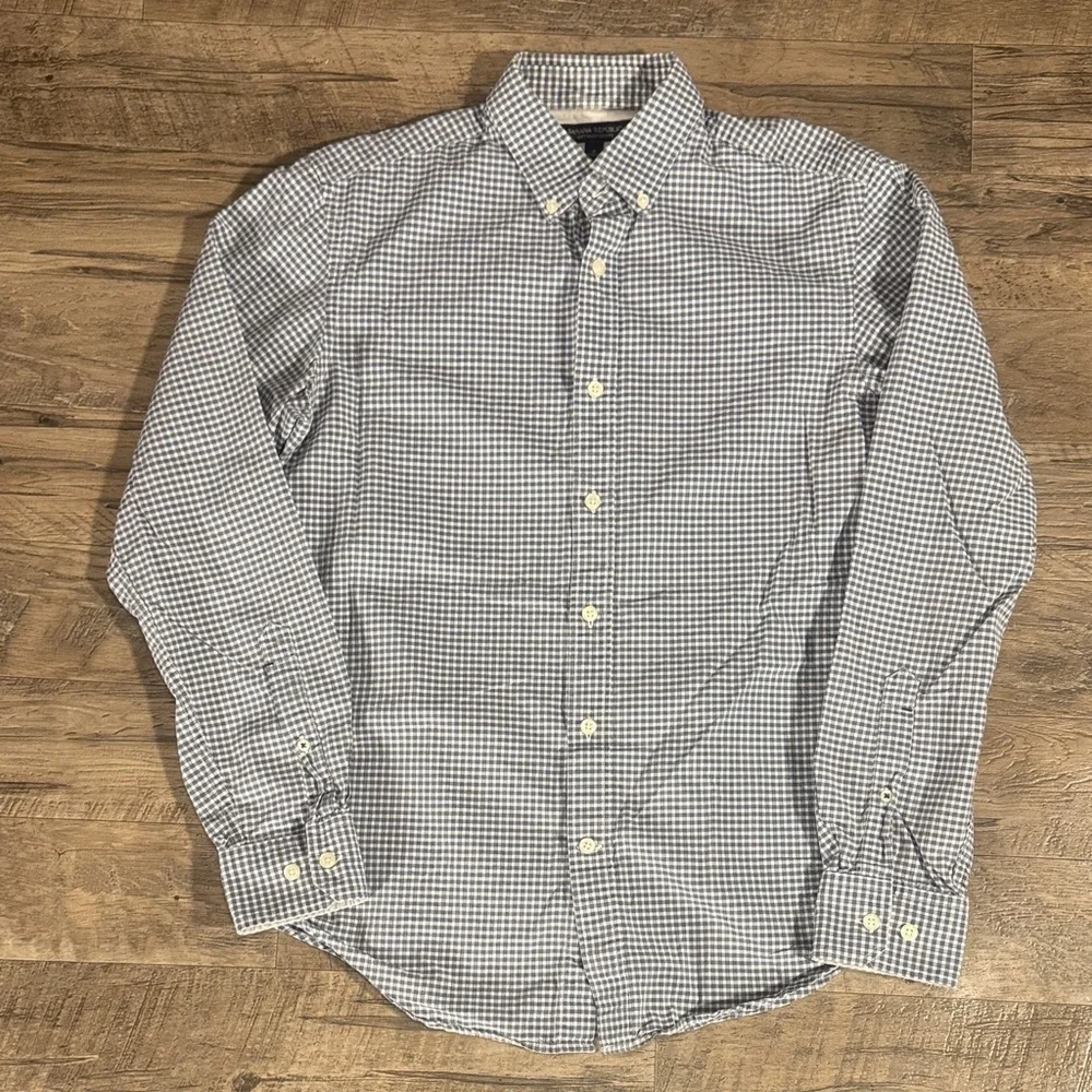 Banana Republic Slimfit Gray Blue and White Checkered Shirt - Size S